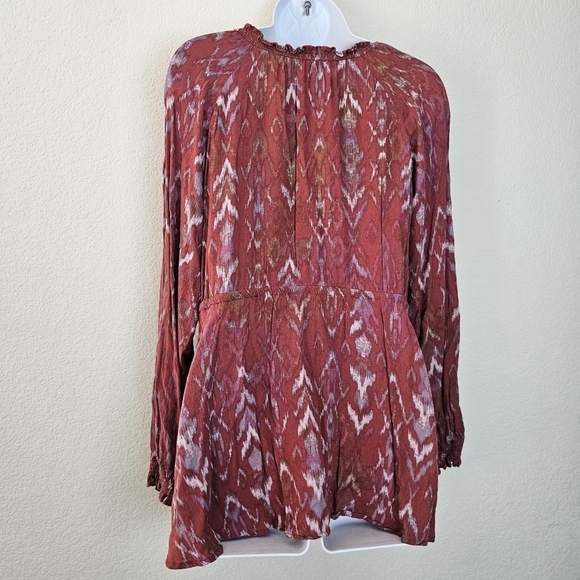 Torrid Terracotta Peasant Top Crepe Tie Waist Boho Long Sleeve Size Large - Picture 5 of 14